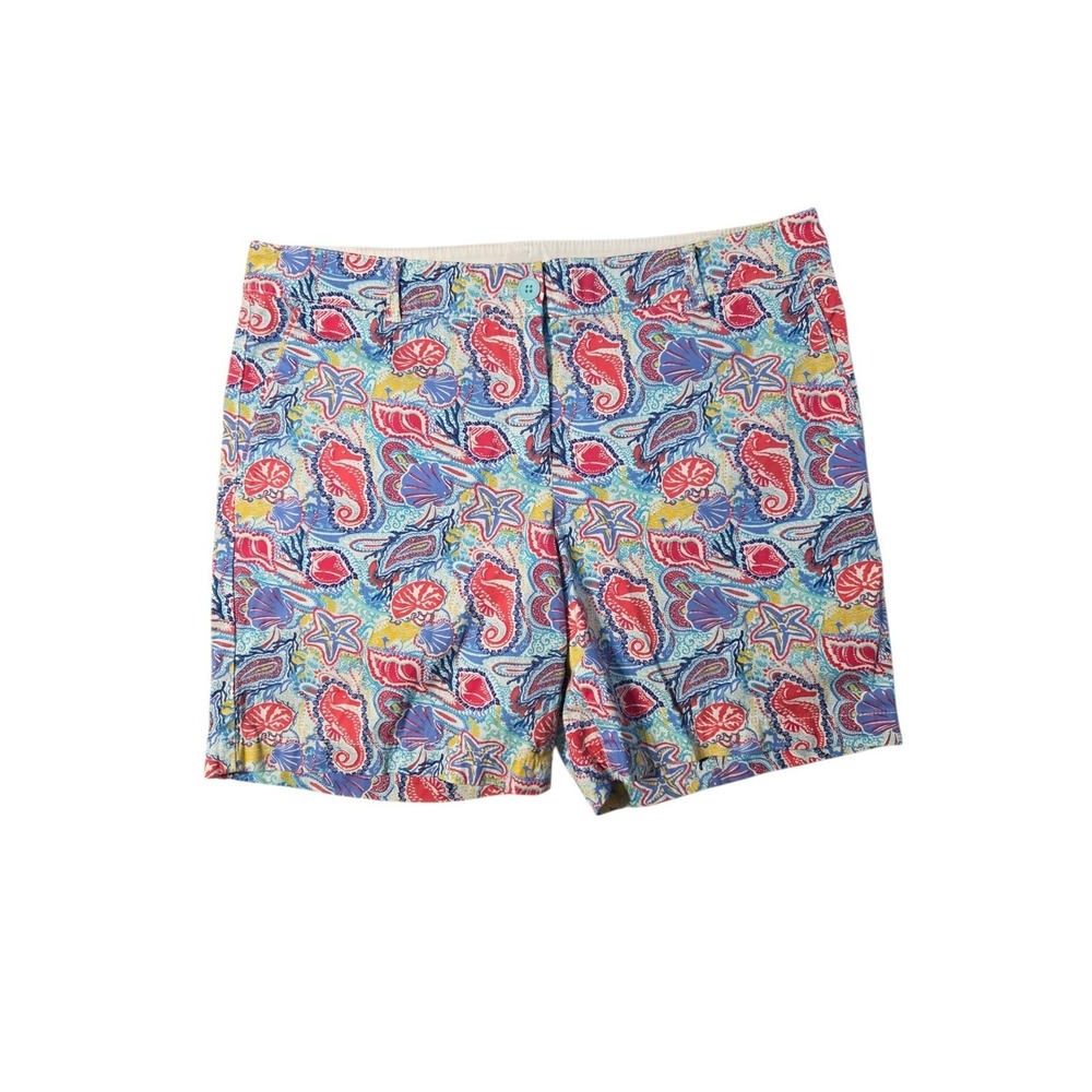 Talbots The Weekend Shorts Resortwear Seahorse Shell Print Cotton Blend Chino 10